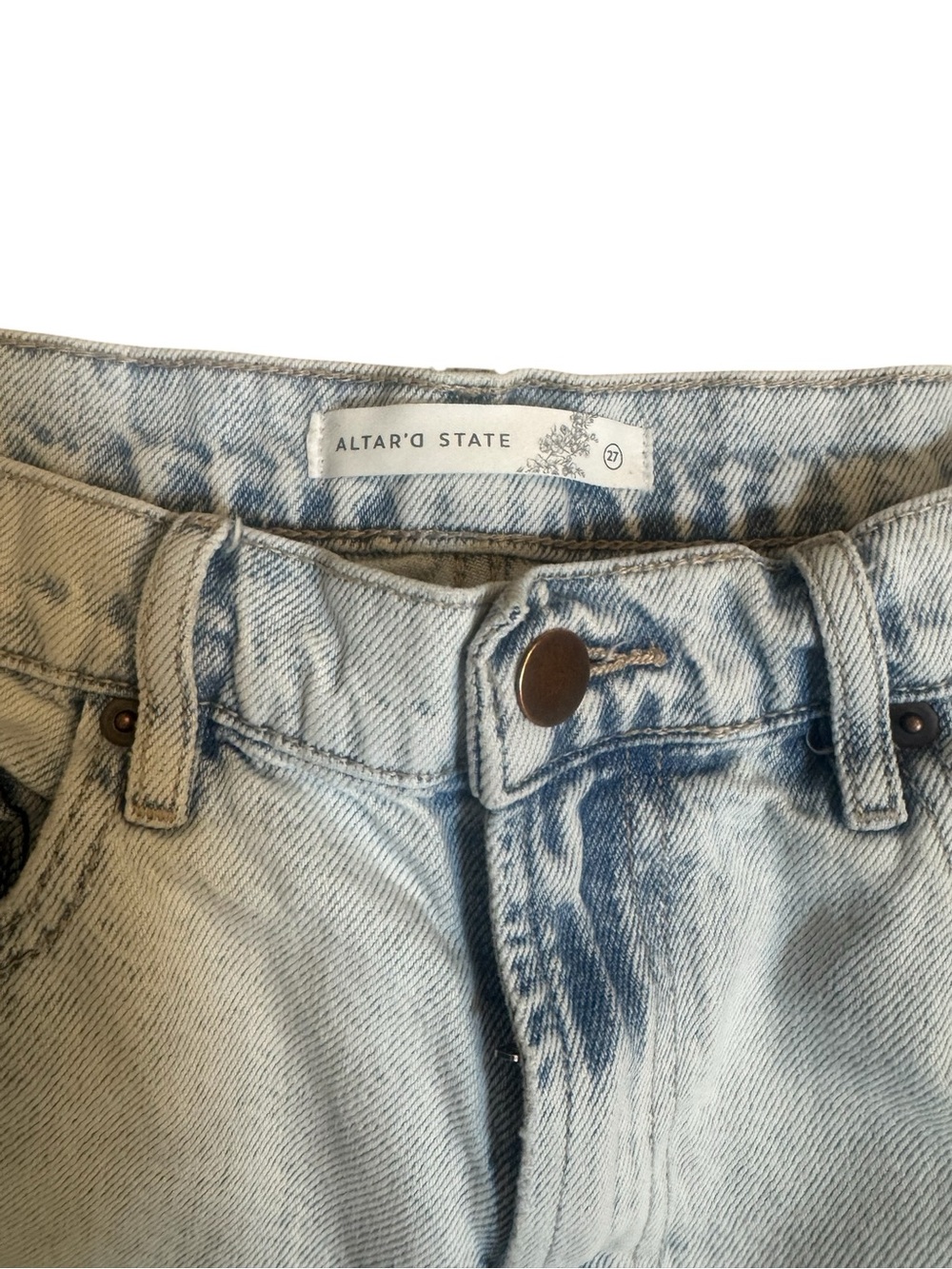 Altar’d State Distressed Wide Leg Jeans Light Wash High Rise Size 27 Denim - Picture 3 of 8